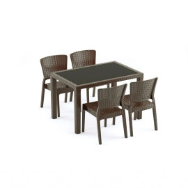 Стіл Tilia Antares 80x120 см стільниця зі скла, ніжки пластикові венге