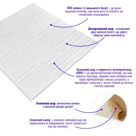 Самоклеюча 3D панель 700х700х6мм Камінь білий (151) SW-00001155