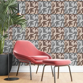 Самоклеюча алюмінієва плитка 300х300х3мм мідна мозаїка SW-00001157