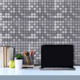 Самоклеюча алюмінієва плитка 300х300х3мм Срібна мозаїка SW-00001167