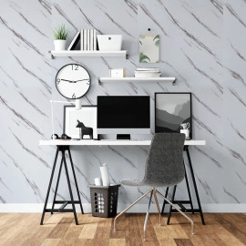 Самоклеюча вінілова плитка в рулоні 600х3000х2мм Білий мармур з прожилками Глянсова SW-00001285