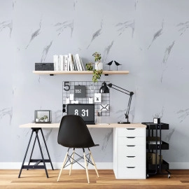 Самоклеюча вінілова плитка в рулоні 600х3000х2мм Білий повітряний мармур Глянсова SW-00001287