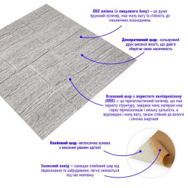 Самоклеюча 3D панель 700х700х5мм Камінь кава (150) SW-00001352