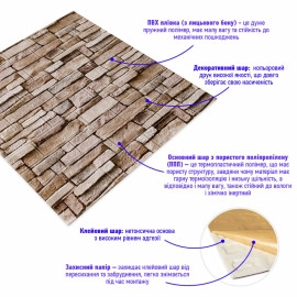 Самоклеюча 3D панель 700х770х3мм Катиринославська цегла (344-3) SW-00001383