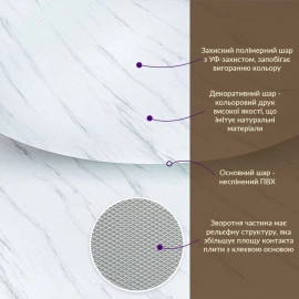 Декоративна ПВХ плита 1,22м х 2,44м х 3мм Грецький білий мармур SW-00001402