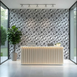 Декоративна ПВХ панель 960х480х4мм Чорно-біла мозаїка SW-00001432