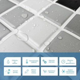 Декоративна ПВХ панель 960х480х4мм Чорно-біла мозаїка SW-00001432