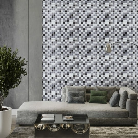 Декоративна ПВХ панель 960х480х4мм Чорно-біла мозаїка SW-00001432