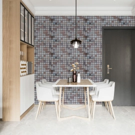 Декоративна ПВХ панель мозаїка 960х480х4мм Бежевий мармур SW-00001433