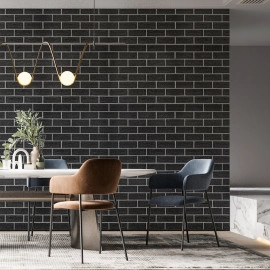 Панель стінова 700х700х5мм Чорна цегла з білим SW-00001503