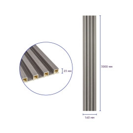 Рейка декоративна WPC стінова 3000х160х23мм Сталева сіра SW-00001528