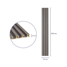 Рейка декоративна WPC стінова 3000х160х23мм Олов'яний SW-00001530