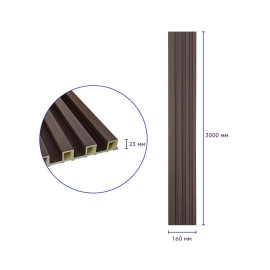 Рейка декоративна WPC стінова 3000х160х23мм Горіх SW-00001535