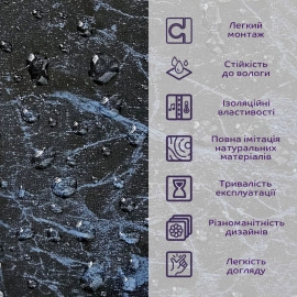 Декоративна ПВХ плита 600х600х3мм Чорний мармур (S) SW-00001625