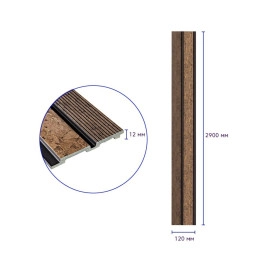 Рейка декоративна PS 2900х120х12мм Коричневий із золотими прожилками SW-00001749