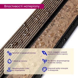 Рейка декоративна PS 2900х120х12мм Коричневий із золотими прожилками SW-00001749