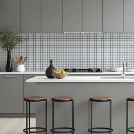 Самоклеюча алюмінієва плитка 300х300х3мм Біла мозайка SW-00001775