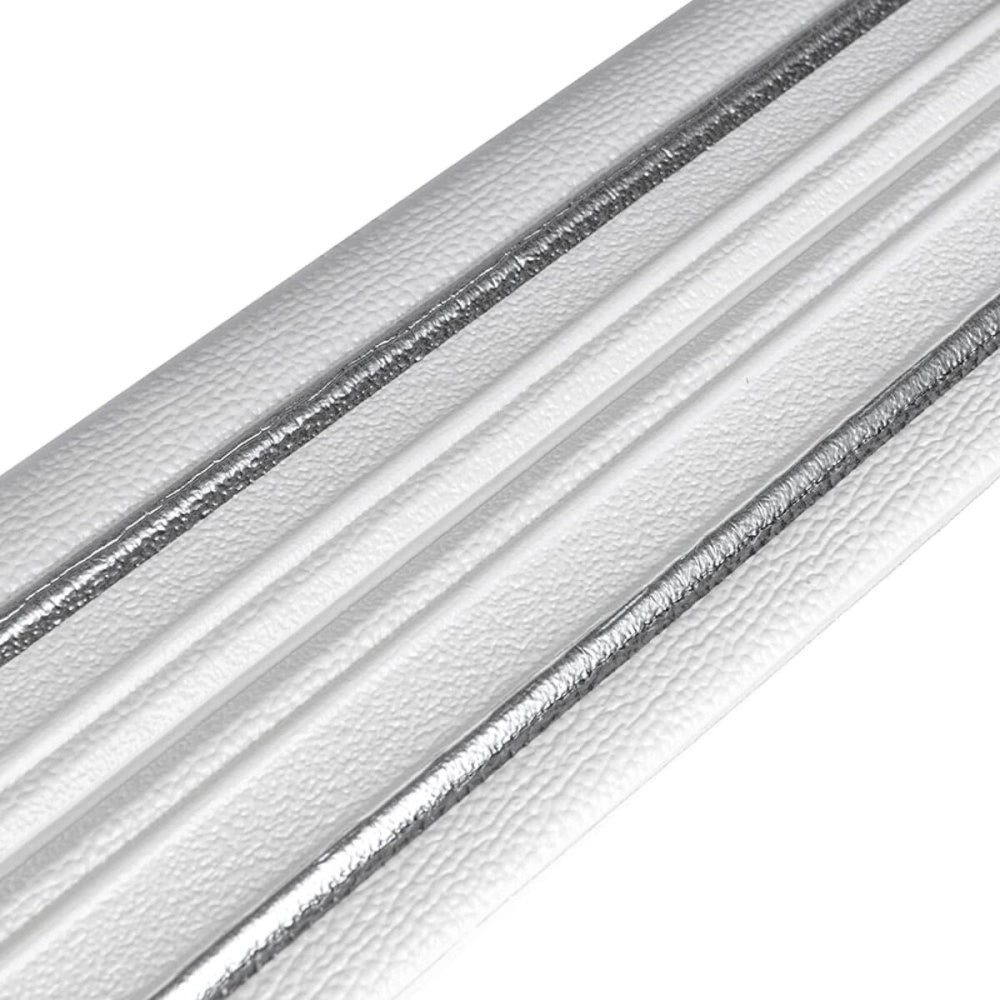 Плінтус РР самоклеючий 2300х140х4мм Білий з сірою смужкою (D) SW-00001809