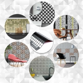 Самоклеюча алюмінієва плитка 300х300х3мм Срібна із чорним мозаїка SW-00001825