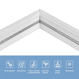 Плінтус РР самоклеючий 2300х70х4мм Білий з сірою смужкою (D) SW-00001833