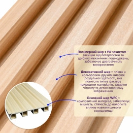 Рейка декоративна WPC стінова 3000х160х23мм Світлий дуб SW-00001854