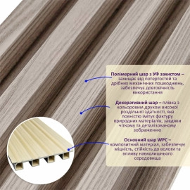 Рейка декоративна WPC стінова 3000х160х23мм Сірий горіх SW-00001856