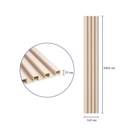 Рейка декоративна WPC стінова 3000х160х23мм Молочний SW-00001858