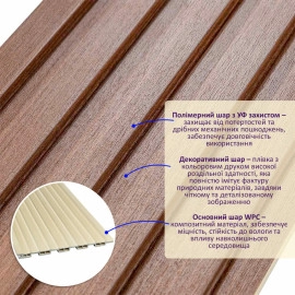 Рейка декоративна WPC стінова 3000х150х9мм Капучино SW-00001868