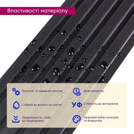 Рейка декоративна WPC стінова 3000х150х9мм Антрацит SW-00001869