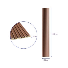 Рейка декоративна WPC кругла стінова 3000х152х15мм Каштан SW-00001872