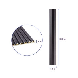 Рейка декоративна WPC кругла стінова 3000х152х15мм Графіт SW-00001873