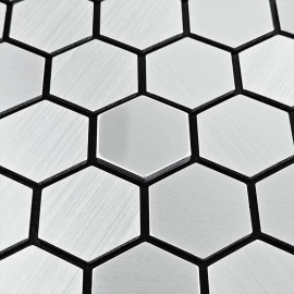 Самоклеюча алюмінієва плитка 300х300х3мм Срібна мозаїка із дзеркальними вставками SW-00001928