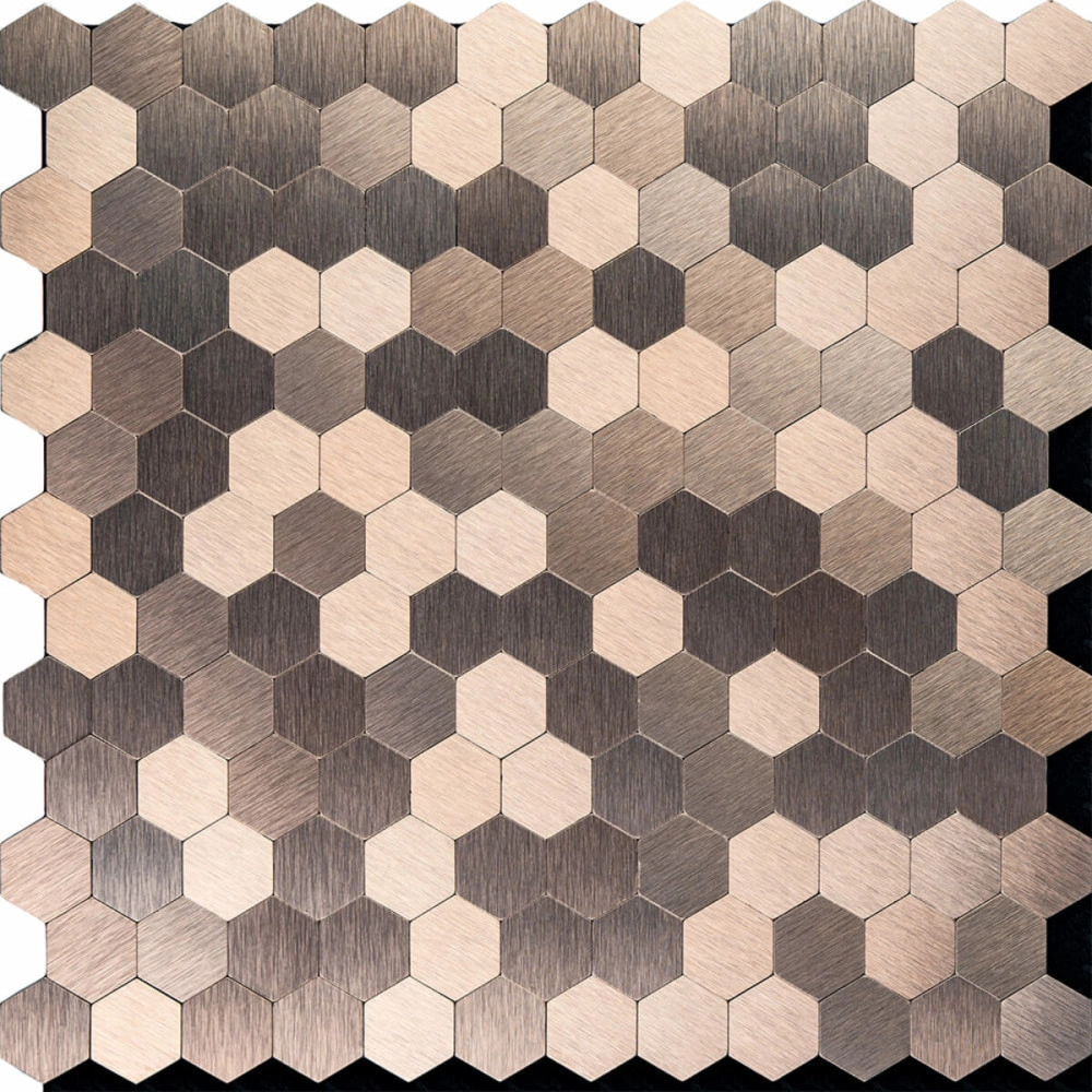 Самоклеюча алюмінієва плитка 300х300х3мм Мозаїка рожеве золото SW-00001930