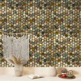 Самоклеюча алюмінієва плитка 300х300х3мм Золота луска SW-00001934