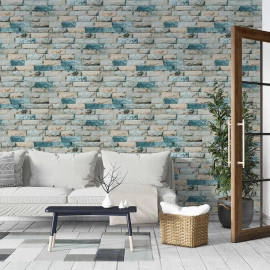 Самоклеючі шпалери 2800х500х1,5мм Бірюзова катеринославська цегла (D) SW-00001943