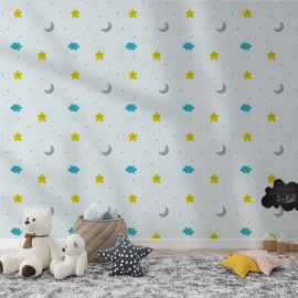Самоклеючі шпалери 2800х500х1,5мм Місяць та зірочки (D) SW-00001947