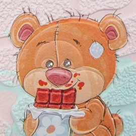 Панель стінова 3D 700х700х4мм Ведмедики на рожевому фоні SW-00001974