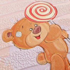 Панель стінова 3D 700х700х4мм Ведмедики на рожевому фоні SW-00001974