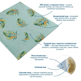 Панель стінова 3D 680х670х4мм Папороть на світло-зеленому фоні (D) SW-00001984