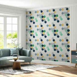 Панель стінова 3D 700х700х4мм Мозаїка синьо-жовта SW-00002016