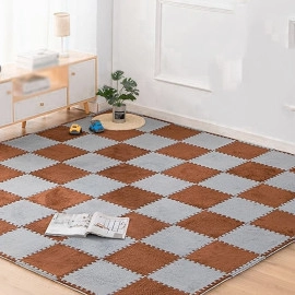 Підлога-пазл плюшевий 30х30х1см Коричневий (D) SW-00002082