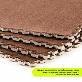 Підлога-пазл плюшевий 60х60х1см Коричневий (D) SW-00002083