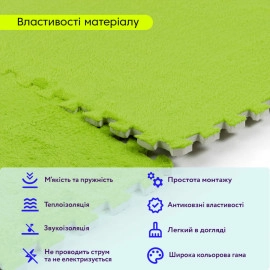 Підлога-пазл плюшевий 60х60х1см Салатовий (D) SW-00002095