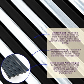 Рейка декоративна PS 2900х120х12мм Чорний зі сріблом SW-00002133