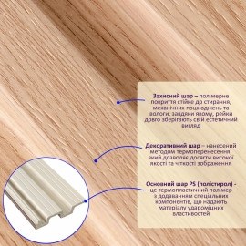 Рейка декоративна PS 2900х120х20мм Бук SW-00002145-