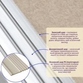 Рейка декоративна PS 2900х160х11мм Бежева зі сріблом SW-00002150-