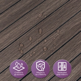 Покриття вінілове самоклеюче 3D рейки 600х600х2,8мм Димчастий каштан SW-00002195