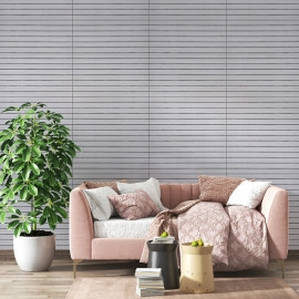 Покриття вінілове самоклеюче 3D рейки 600х600х2,8мм Кедр срібний SW-00002198