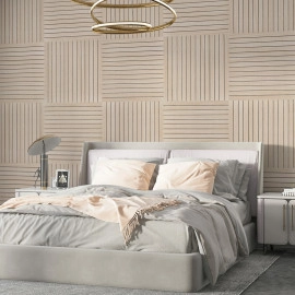 Покриття вінілове самоклеюче 3D рейки 600х600х2,8мм Ясен кремовий SW-00002199