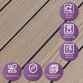 Покриття вінілове самоклеюче 3D рейки 600х600х2,8мм Тік горіховий SW-00002202